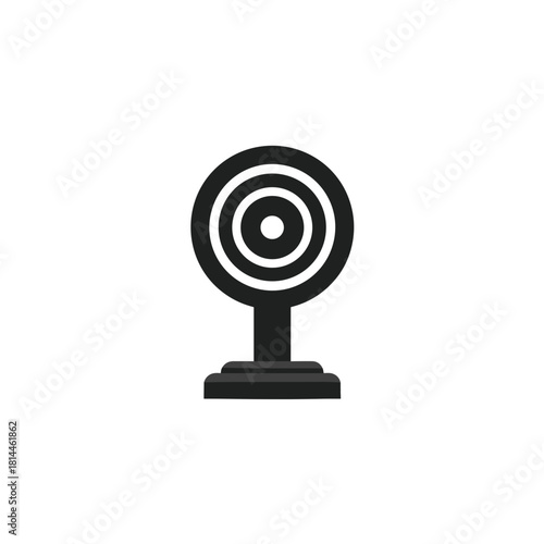 Simple doppler scanner icon with concentric circle target on a short stand in black silhouette style