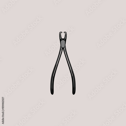 Dental extraction forceps in simple black and white minimal style