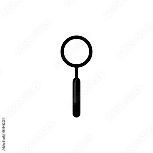 Simple dental mirror icon in black minimal line style on white background