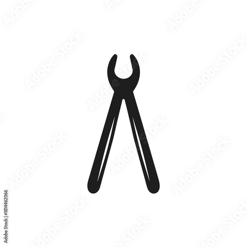 Simple black dental forceps icon in clean minimal style