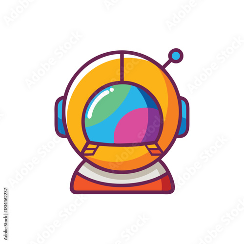 Colorful Astronaut Helmet Vector Icon