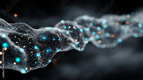 Luxury Cyan Particle Wave on Black – Perfect for AI, cybersecurity, premium tech, sci-fi