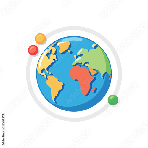 Colorful Planet Earth with Continents Icon