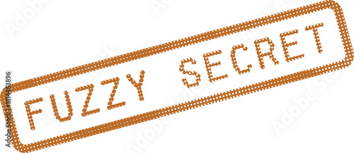 Intriguing Fuzzy Secret stamp text presented with a unique dotted outline graphic element