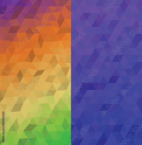 Abstract geometric background with split vibrant gradient and cool tones