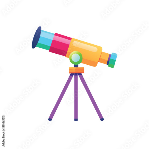 Colorful Telescope on Tripod Illustration