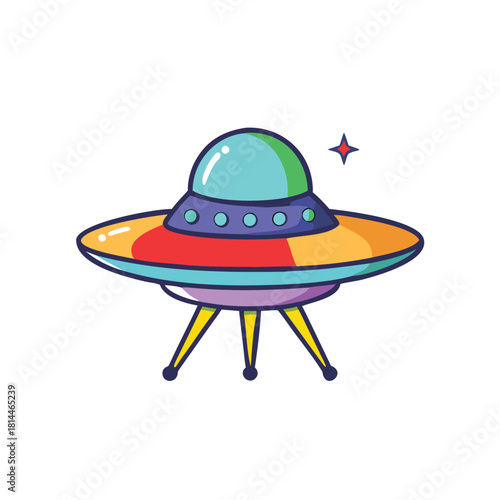 Colorful UFO Alien Spaceship Illustration
