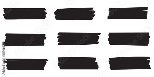 Set of hand drawn marker line vector illustration design element, grunge strokes, doodle lines underline scribble