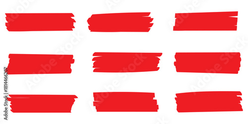 Set of hand drawn marker line vector illustration design element, grunge strokes, doodle lines underline scribble