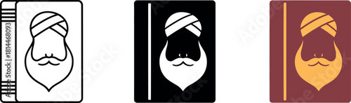 Sikh Heritage Book Illustrations with Turban and Beard representing Religious Texts and Cultural Identity