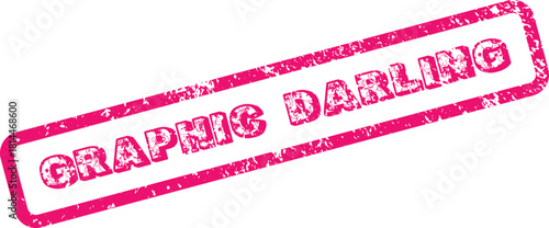 Pink grungy stamp with the text graphic darling on white background