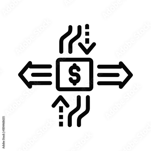 Financial transaction and money flow icon representing income, expense, and economic exchange process
