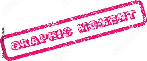 Pink grungy stamp with the words graphic moment embedded with floral designs