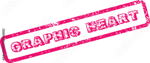 Pink rubber stamp effect stating the words graphic heart vintage style