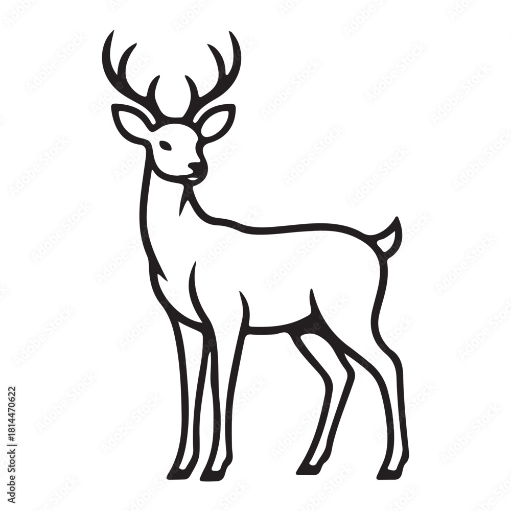 Fototapeta premium Elegant deer silhouette with natural elements