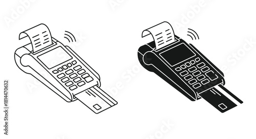 Vector illustration of isometric pos terminal with credit card