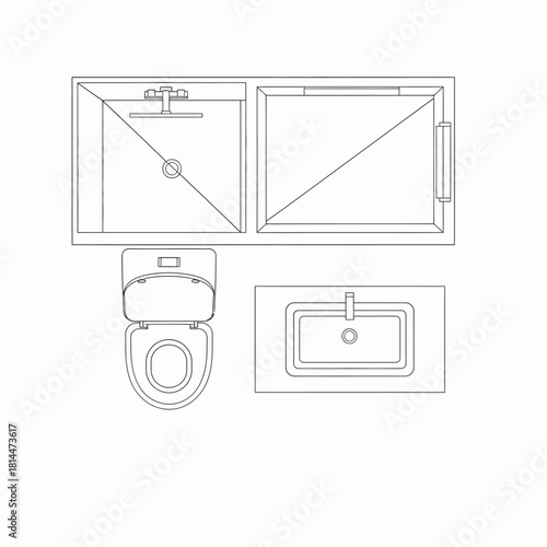 Bathroom Layout Plan With Toilet Sink and Shower floor plan