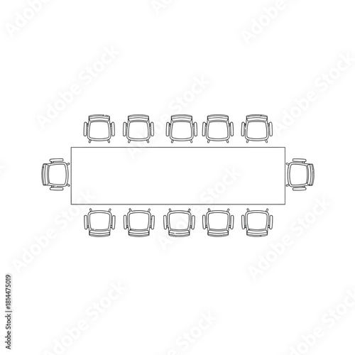 Conference Room Table and Chairs Top View vector illustration
