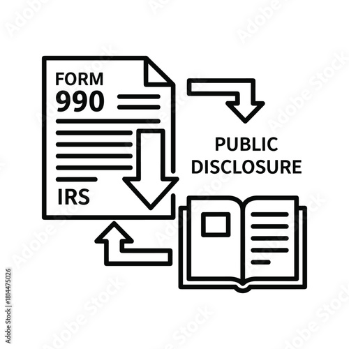 Form 990 irs public disclosure document flow isolated on