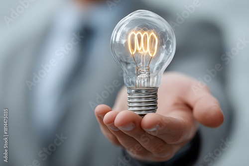  Innovative idea in businessman hand. 