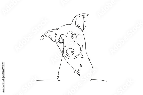 cute baby mutt dog. Cute Animal Concept. Minimalist Continuous Line Drawing Concept. Single line draw design