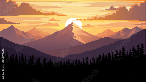 Sunset Majesty Over the Silent Mountains