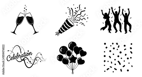 Collection of celebration design elements vector illustration