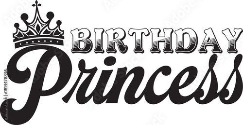 Cute birthday princess crown and stars design