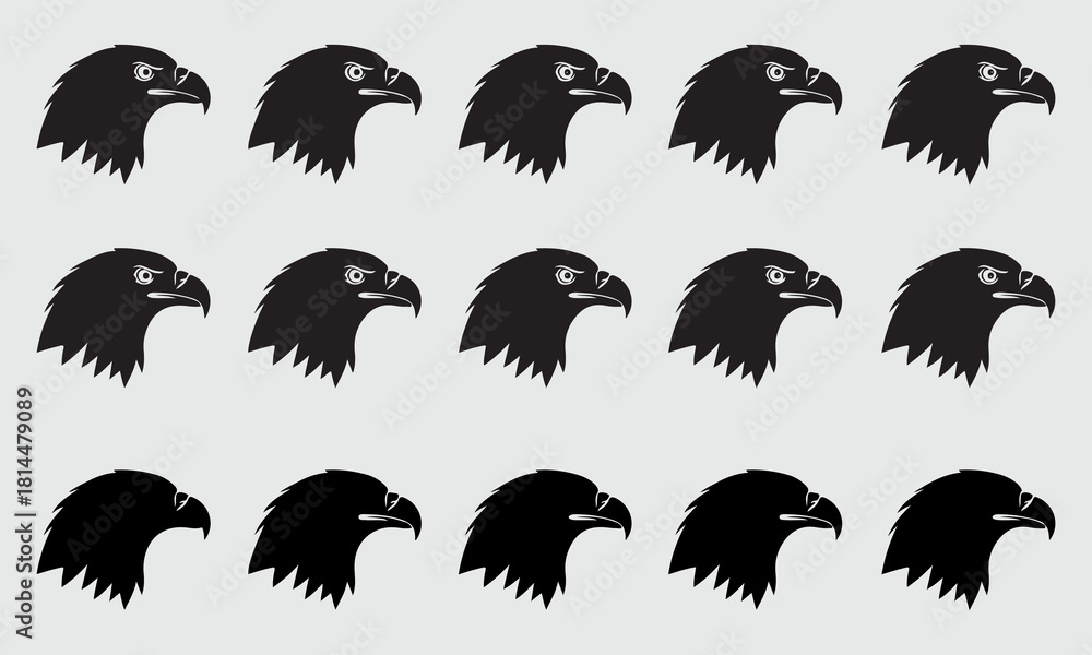 Obraz premium Eagle head vector silhouette collection
