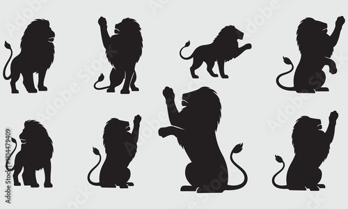 Lion silhouette vector collection set