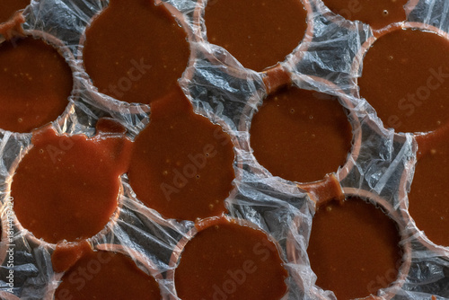 Date Palm Jaggery (Patali Gur) Cooling in Traditional Molds and Plastic Sheets
