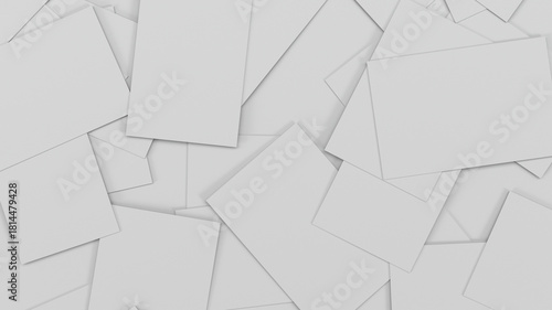 Canvas Print Background texture of scattered blank white business cards.