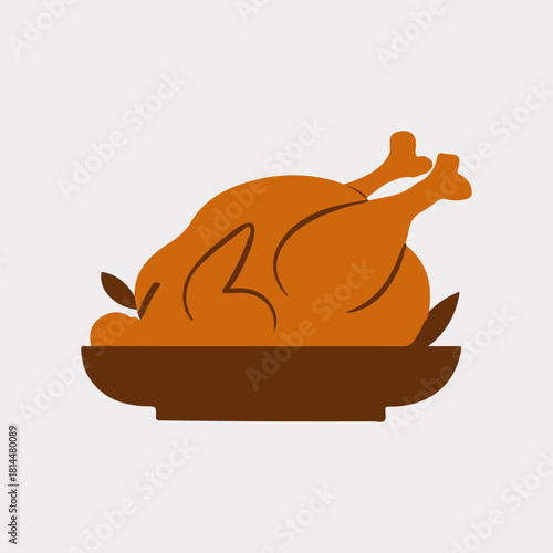A Thanksgiving vector object illustration roast turkey chiken