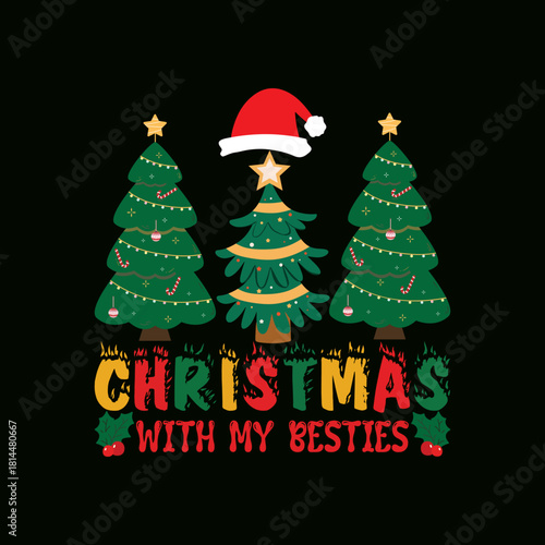 Festive christmas celebration with best friends illustration