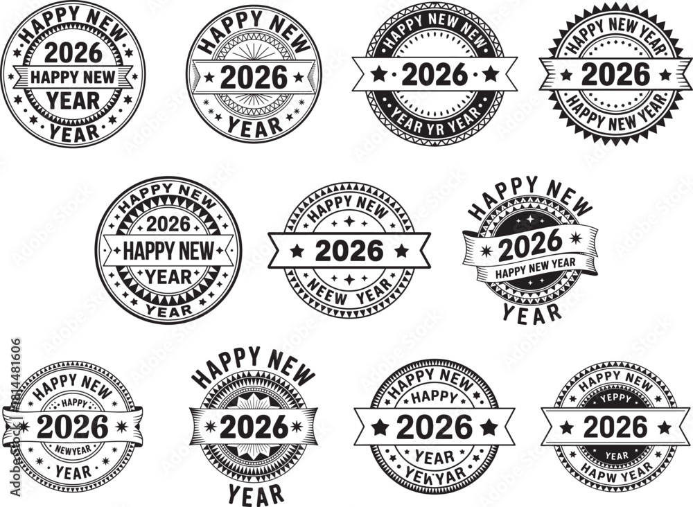 Fototapeta premium Happy New Year 2026 SVG
