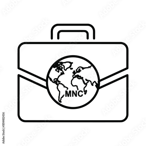 Multinational corporation icon showing global business in a briefcase isolated on