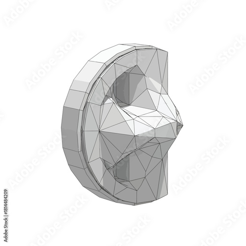 3D rendered abstract geometric shape with facets sculpture