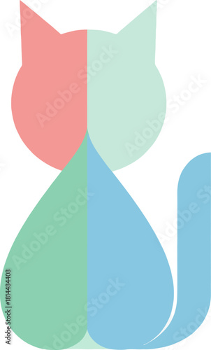 Modern pastel cat logo for creative brand identity and cute animal design