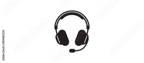 Minimal Headset with Microphone Icon for Customer Support