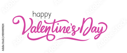 Happy Valentines Day greeting card. Calligraphic design for print cards, banner, poster Hand drawn text lettering for Valentines Day with hearts shape Vector illustration isolated on white background.