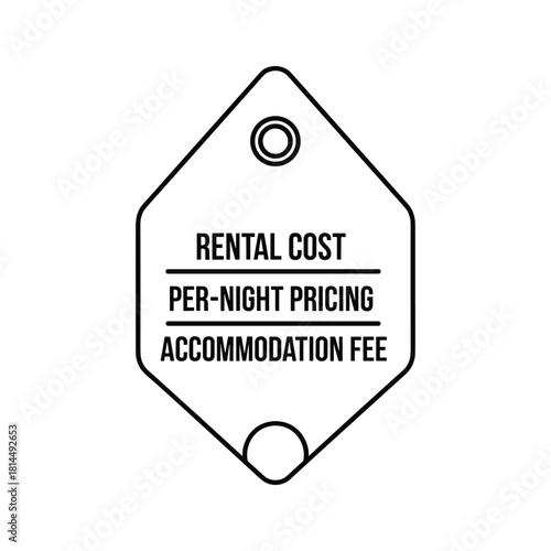 Outline icon of a rental cost tag displaying pernight pricing and accommodation fees