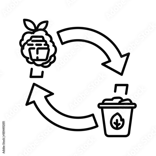 Organic waste recycling symbol isolated on composting and waste management concept