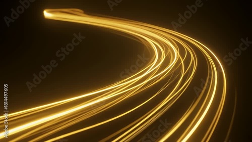 Golden light trails symbolizing fast data transfer and technological advancement.