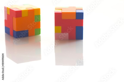 Colorful rubber blocks on white  background.