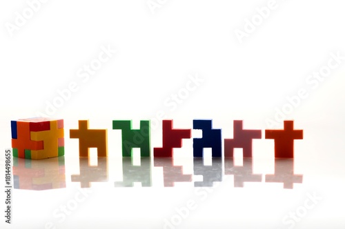 Colorful rubber blocks on white  background.