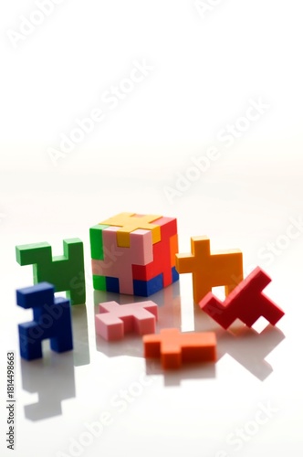 Colorful rubber blocks on white  background.