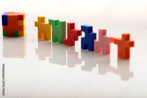Colorful rubber blocks on white  background.