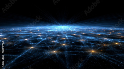 Distributed Computing Network Visualization - Futuristic Digital Technology Grid