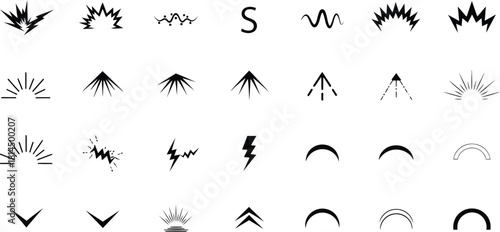 Collection of abstract hand drawn graphic elements in black