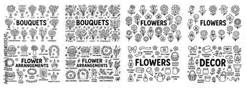 Hand-drawn flower bouquets and arrangements collection